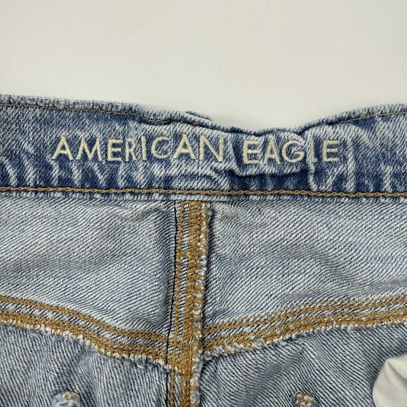 American Eagle Denim Skater Shorts 8 Blue Baggy High Rise Soft Grunge Distressed - Picture 8 of 11